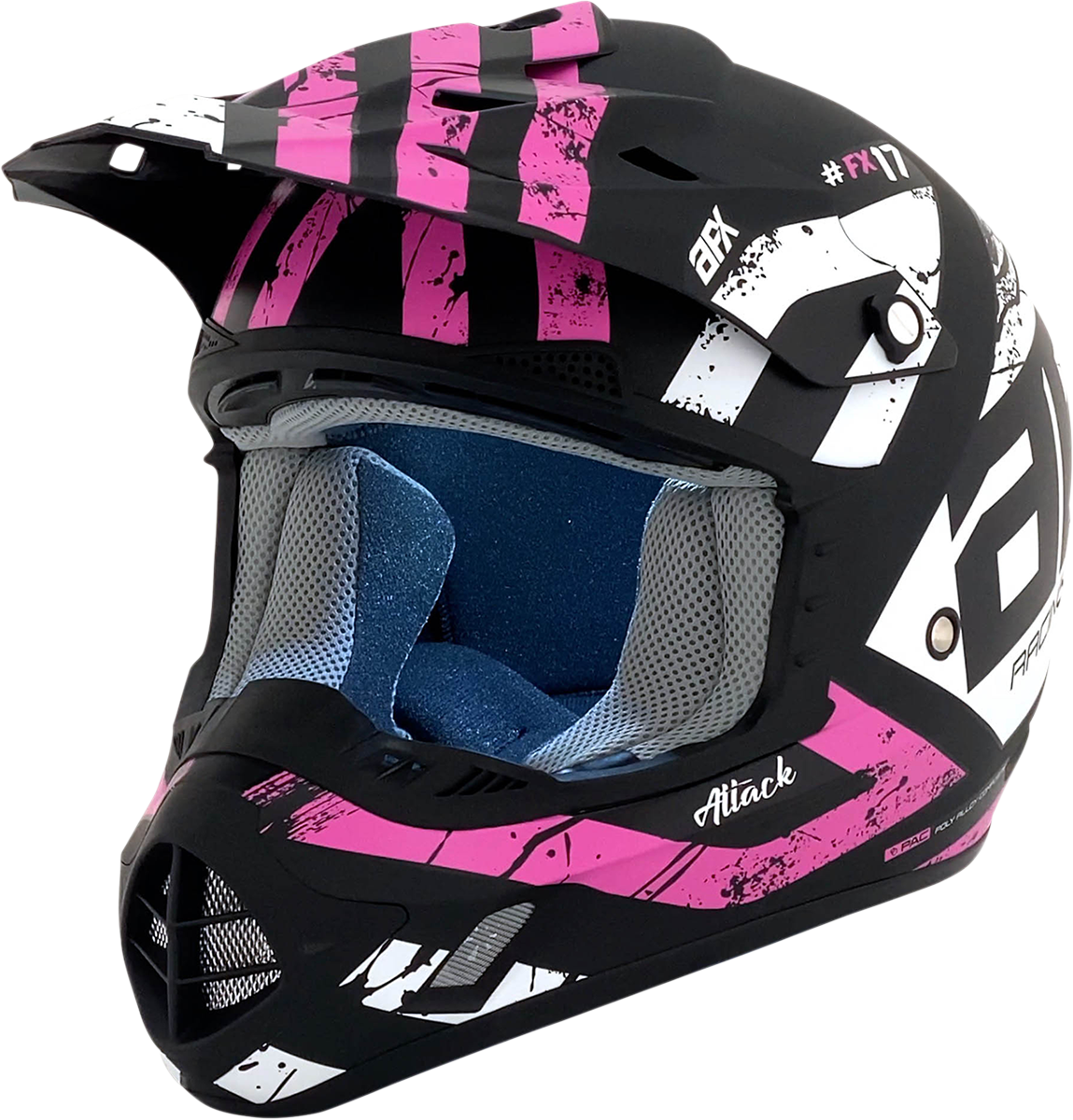 Casco de motocicleta AFX FX-17 - Attack - Negro mate/Fucsia - Talla grande 0110-7169 