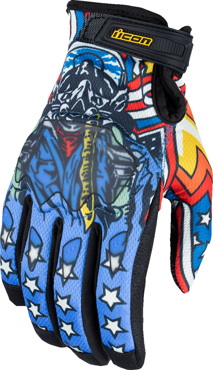 Guantes ICON Hooligan™ CE Flyboy - Azul - Mediano 3301-4710