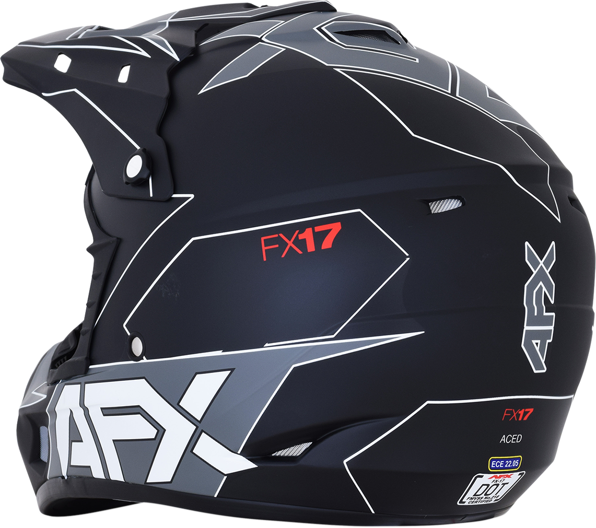 Casco de motocicleta AFX FX-17 - Aced - Negro mate/blanco - Talla mediana 0110-6490