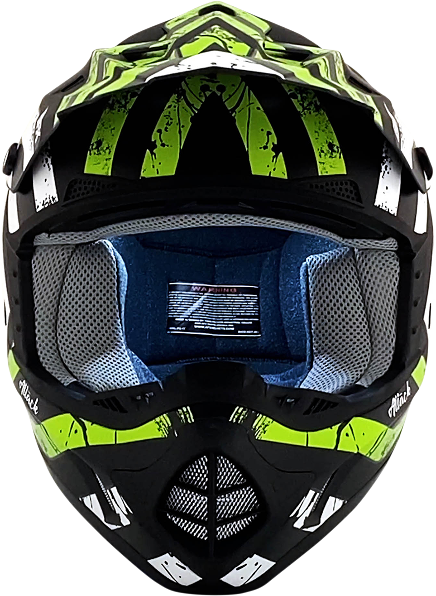 Casco de motocicleta AFX FX-17 - Attack - Negro mate/Verde - Mediano 0110-7180