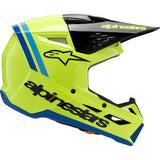 Casco de motocicleta juvenil ALPINESTARS SM3 - Radium - Amarillo brillante fluorescente/Negro/Azul - Pequeño 8301825-5017-YS 