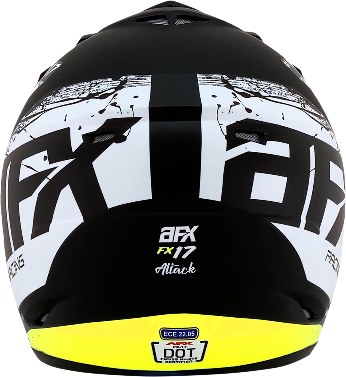 AFX FX-17 Motorcycle Helmet - Attack - Matte Black/Hi-Vis Yellow - Small 0110-7173
