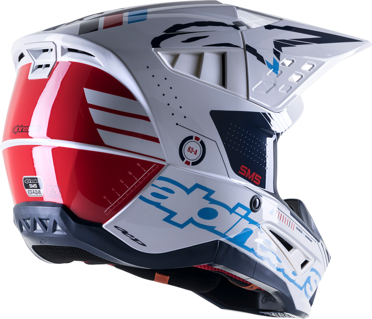 ALPINESTARS SM5 Motorcycle Helmet - Action - Gloss White/Cyan/Black - 2XL 8306122-2077-2X