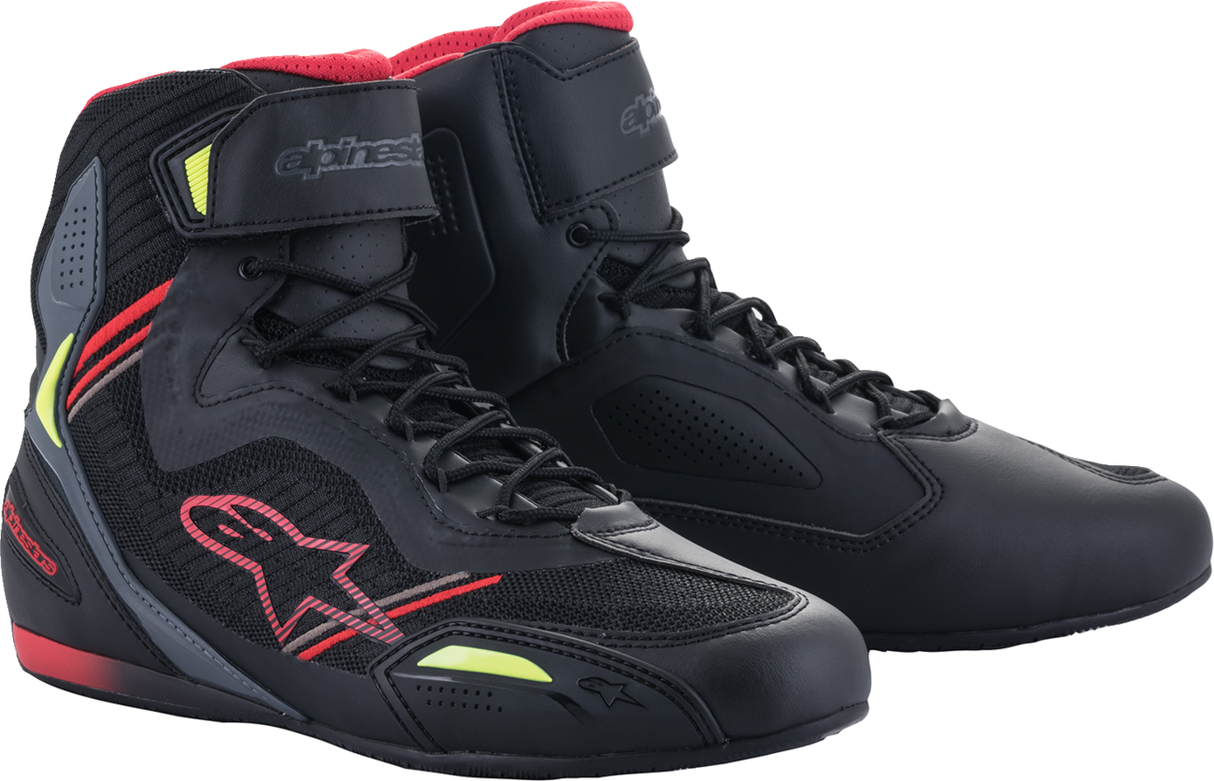 Zapatillas ALPINESTARS Faster-3 Rideknit® - Negro/Rojo/Amarillo - Talla 14 de EE. UU. 251031913614