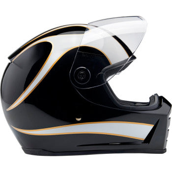 Casco BILTWELL Lane Splitter - Negro brillante/Llamas blancas - XS 1004-570-501 