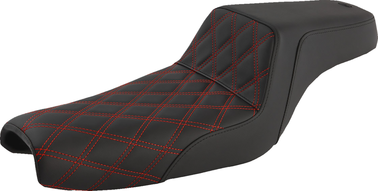 Asiento SADDLEMEN Step-Up - Costuras de celosía delanteras/Con costuras rojas - Negro - XL 807-11-172RD