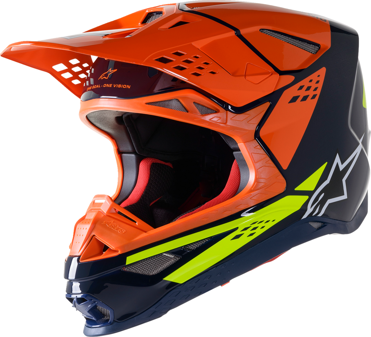 Casco de motocicleta ALPINESTARS Supertech M8 - Fábrica - Azul/Naranja/Amarillo - Mediano 8302922-7445-MD