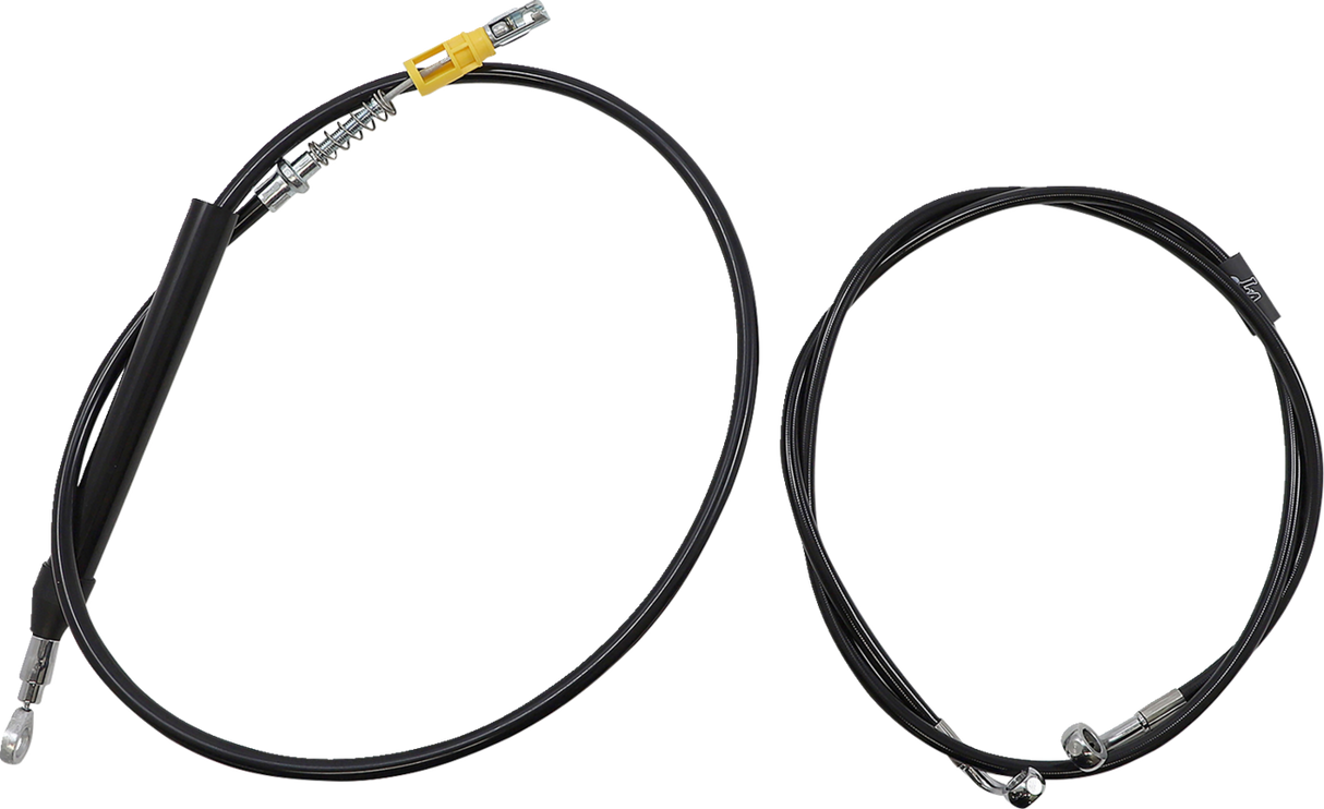 Kit de cable de manillar/línea de freno LA CHOPPERS - Conexión rápida - Completo - Manillar Ape Hanger de 15" a 17" - Negro LA-8156KT2-16B