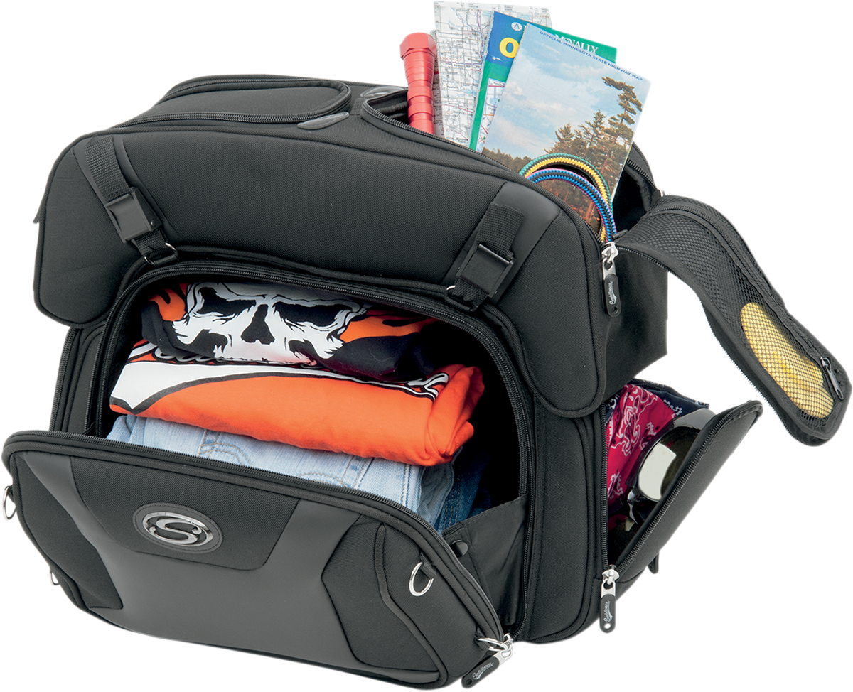 SADDLEMEN FTB2500 Sport Sissy Bar y bolsa combinada 3515-0141 