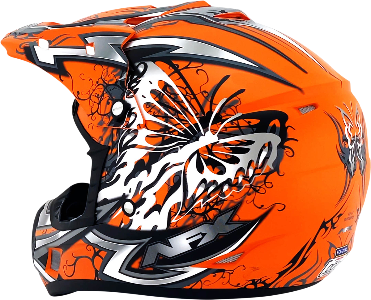 AFX FX-17 Motorcycle Helmet - Butterfly - Matte Orange - Large 0110-7114