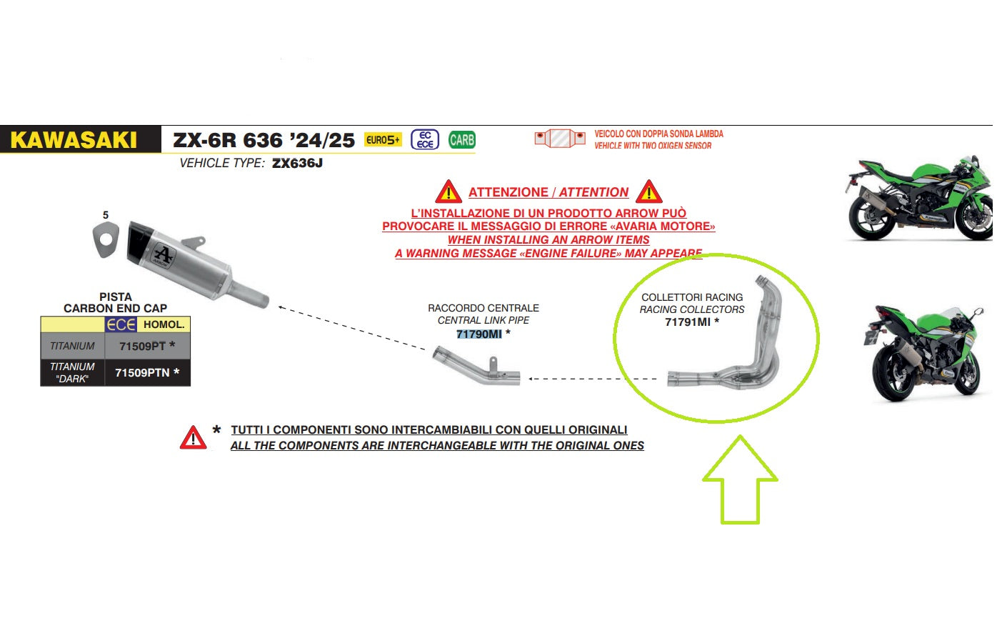 71791MI Arrow header ZX-6R 636 2024- 2025 Racing Collector