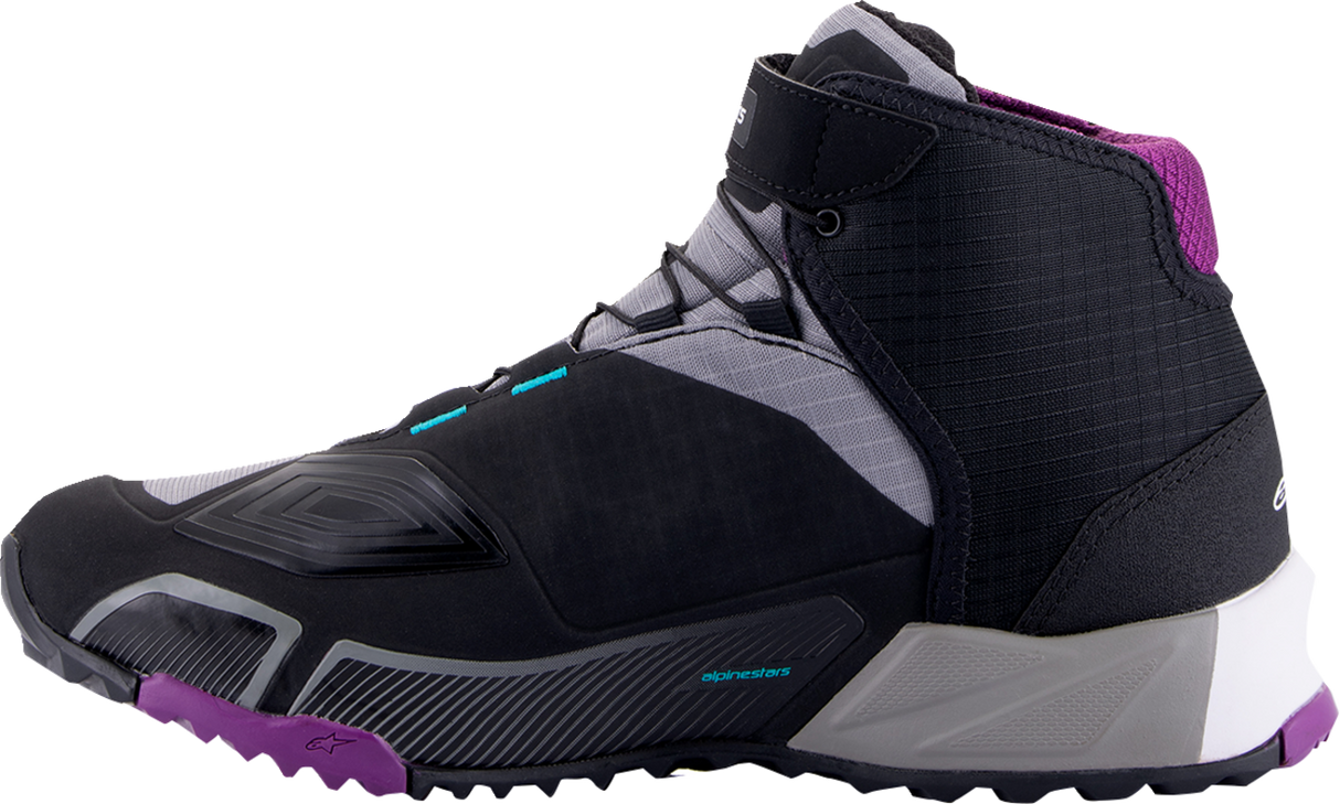 Zapatillas ALPINESTARS Stella CR-X Drystar® para mujer - Negro/Gris/Verde azulado/Morado - Talla 8.5 (EE. UU.) 2611523137085