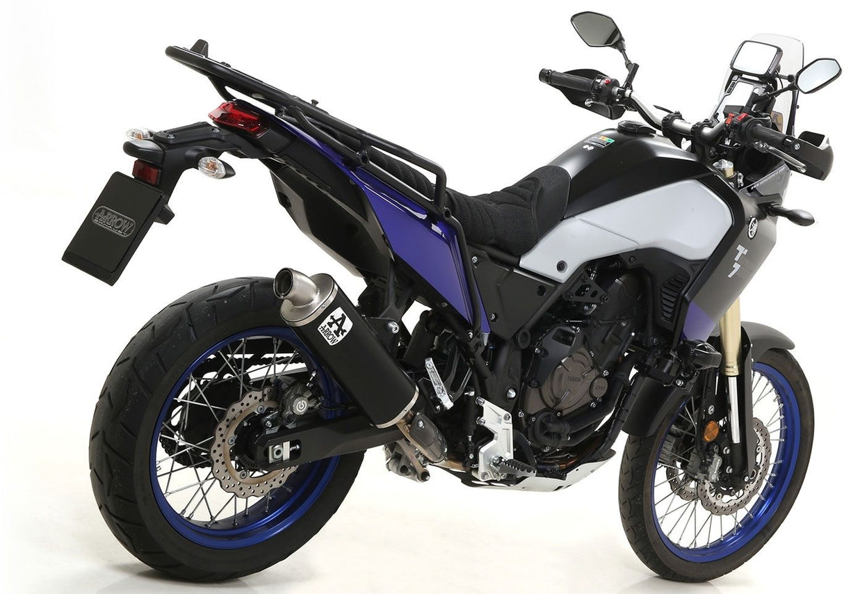 Escape Arrow Yamaha Tenere 700 2019-2024 homologado Indy Race de aluminio oscuro con tubo de conexión soldado 72628aon