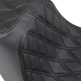 Asiento Predator III de DRAG SPECIALTIES - Doble diamante - Costuras negras 0802-1267