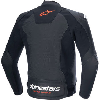Chaqueta de cuero ALPINESTARS Faster v3 Airflow - Negro/Rojo Fluo - Talla 40 EE. UU. / 50 UE 3103625-1030-50 