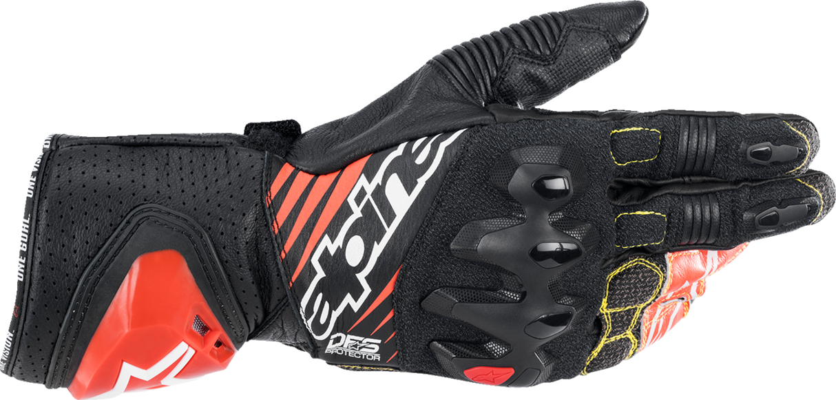Guantes ALPINESTARS GP Tech V2 S - Negro/Blanco/Rojo Fluo - 2XL 3556422-1231-2X