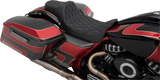 Asiento Predator III de DRAG SPECIALTIES - Extendido - Doble diamante - Costuras plateadas - FL '08-'22 0801-1261