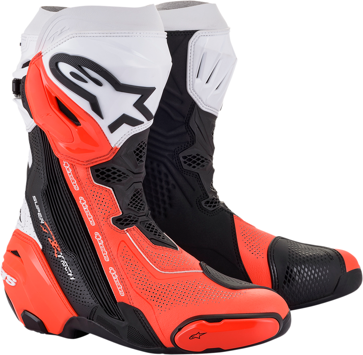 Botas ALPINESTARS Supertech V - Negro/Rojo Fluo/Blanco - Talla 9.5 EE. UU. / 44 UE 2220121-124-44