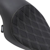 Asiento DRAG SPECIALTIES - 3/4 Solo - Doble Diamante - Negro con Costuras Plateadas - '04-'22 XL SIN PARACHOQUES DE GOMA 0804-0745 
