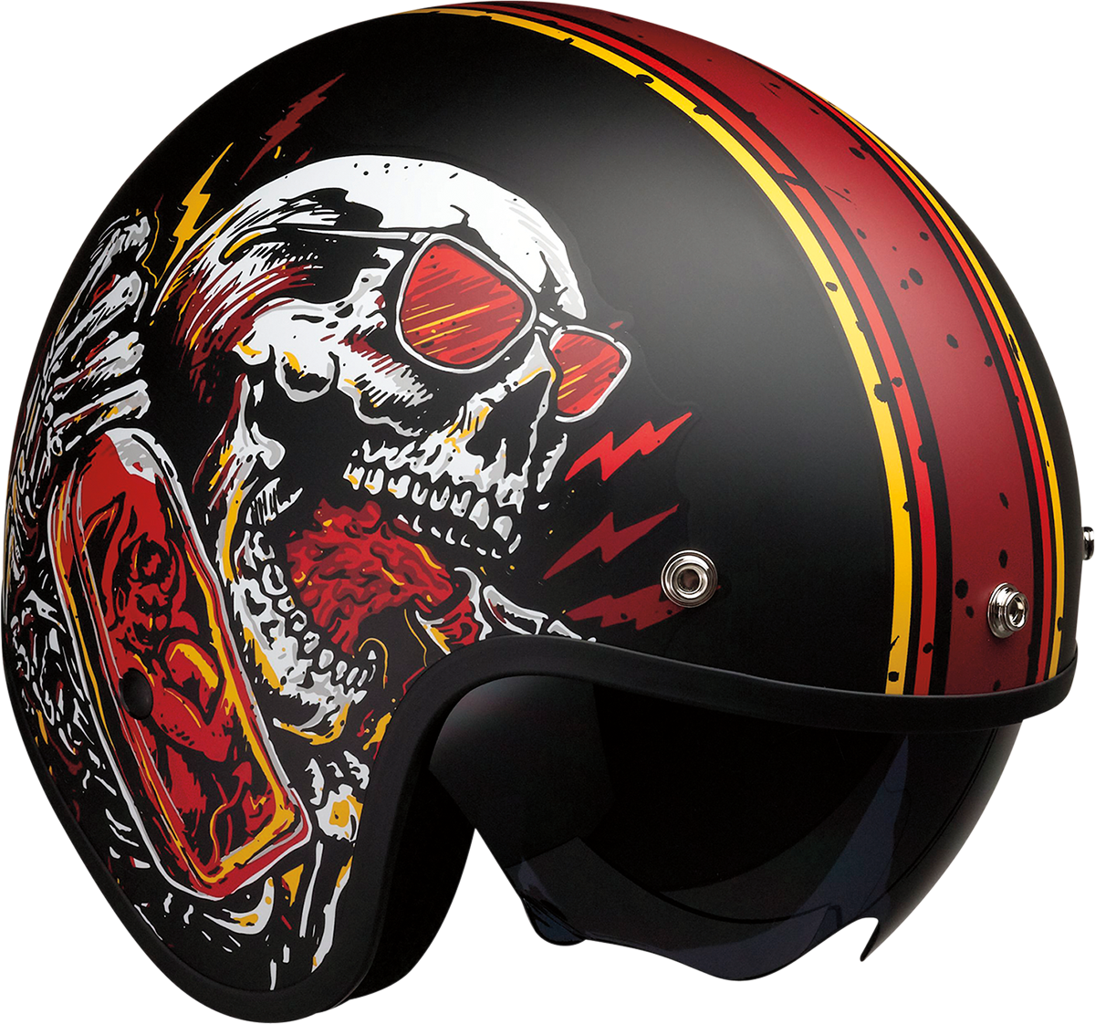 Casco de motocicleta Saturn Z1R - Devil Made Me - Negro/Rojo - Grande 0104-2819
