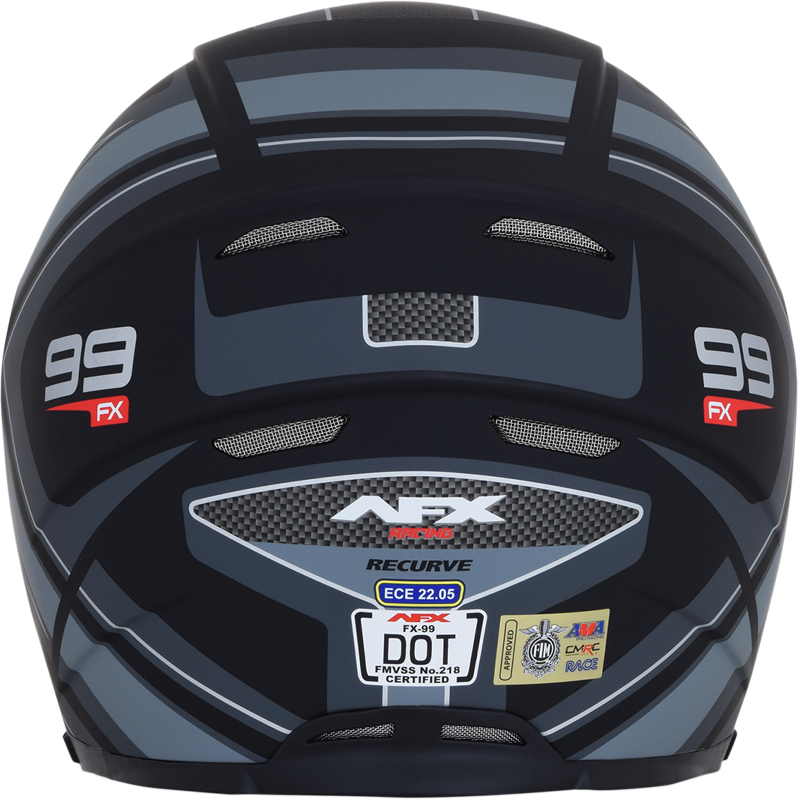 Casco de motocicleta AFX FX-99 - Recurvo - Negro mate/gris - Mediano 0101-11137