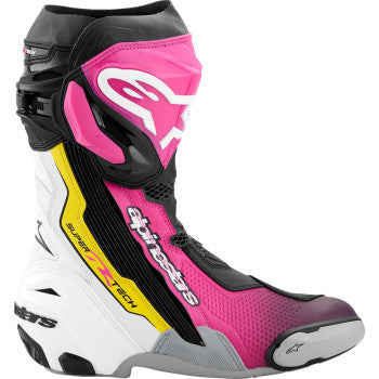 ALPINESTARS Supertech R Boots - Black/Magenta/White/Yellow - US 12.5 / EU 48 2220021-1634- 48