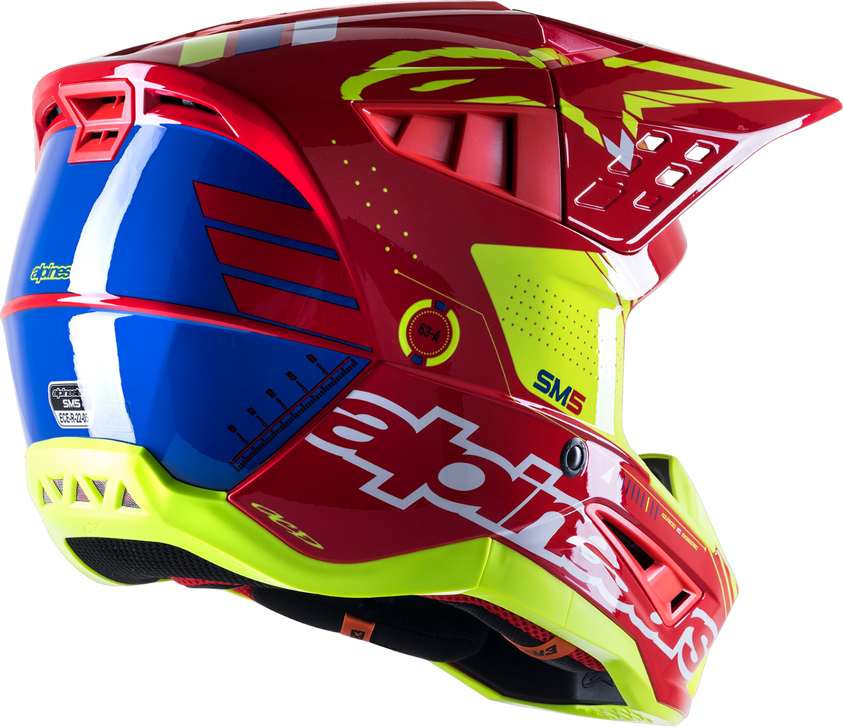 Casco de motocicleta ALPINESTARS SM5 - Acción - Rojo/Blanco/Amarillo Fluo - Mediano 8306122-3325-MD