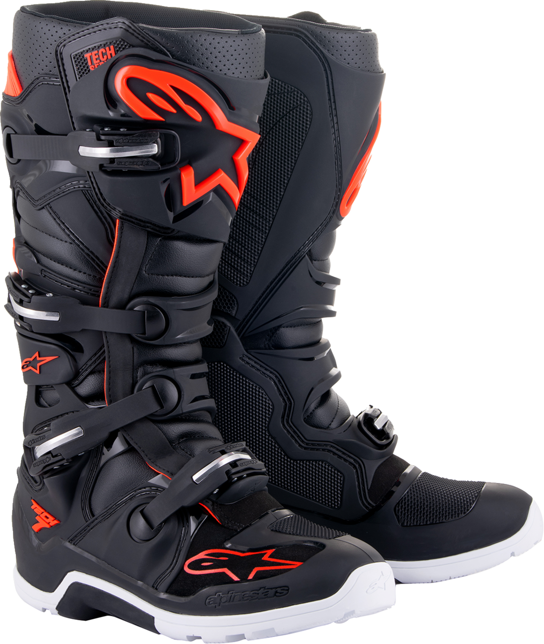Botas de enduro ALPINESTARS Tech 7 - Negro/Rojo fluorescente - Talla 13 (EE. UU.) 2012114-1030-13