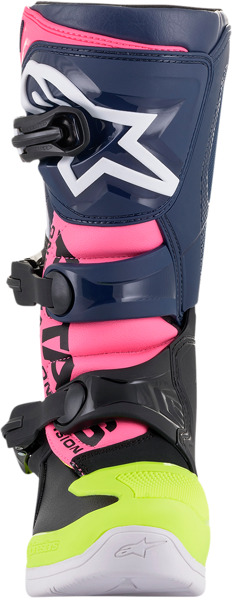 Botas ALPINESTARS Tech 3S - Negro/Azul/Rosa/Blanco/Amarillo - Talla 5 de EE. UU. 2014018-1176-5