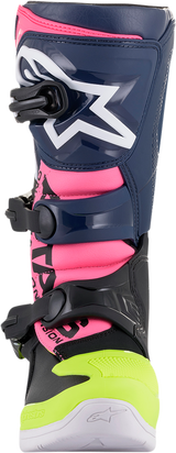Botas ALPINESTARS Tech 3S - Negro/Azul/Rosa/Blanco/Amarillo - Talla 5 de EE. UU. 2014018-1176-5