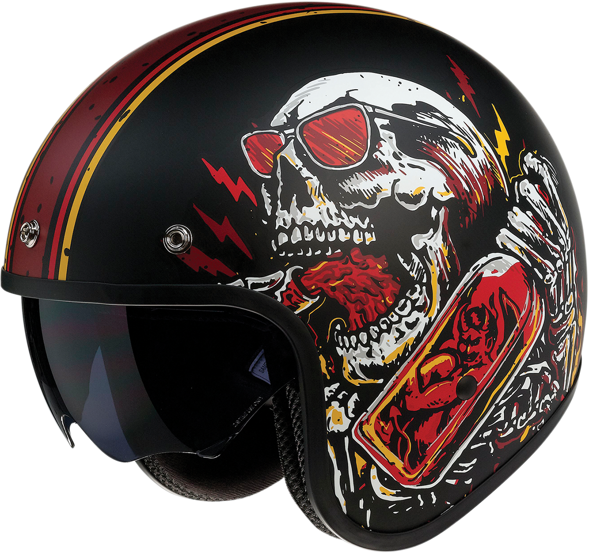 Casco de motocicleta Saturn Z1R - Devil Made Me - Negro/Rojo - Grande 0104-2819