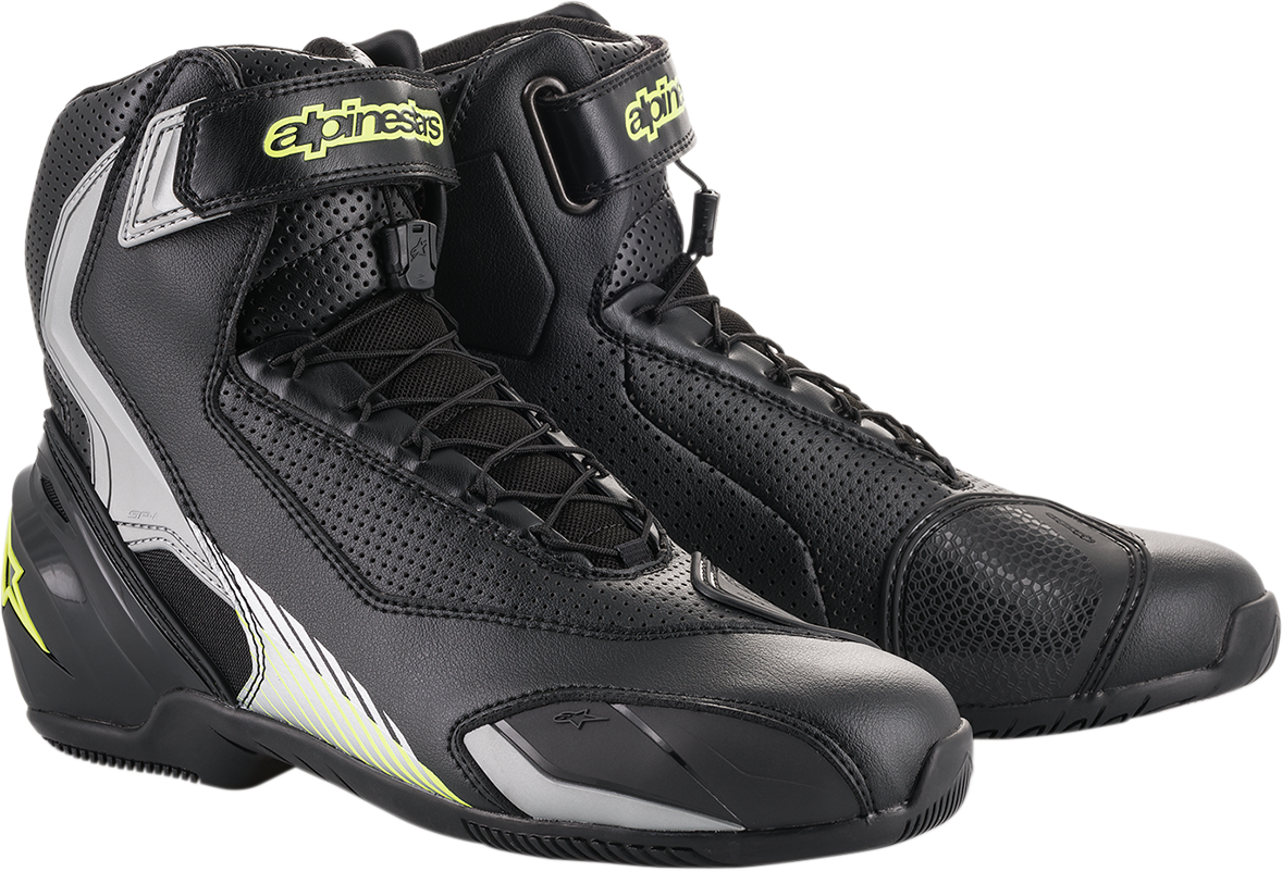 Zapatillas ALPINESTARS SP-1 v2 con ventilación - Negro/Plateado/Amarillo fluorescente - Talla 11.5 EE. UU. / 46 UE 251131815946