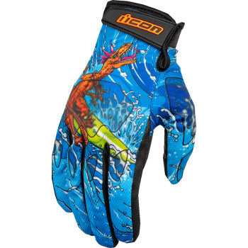 Guantes ICON Hooligan™ Dino Fury - Azul - XL 3301-4638