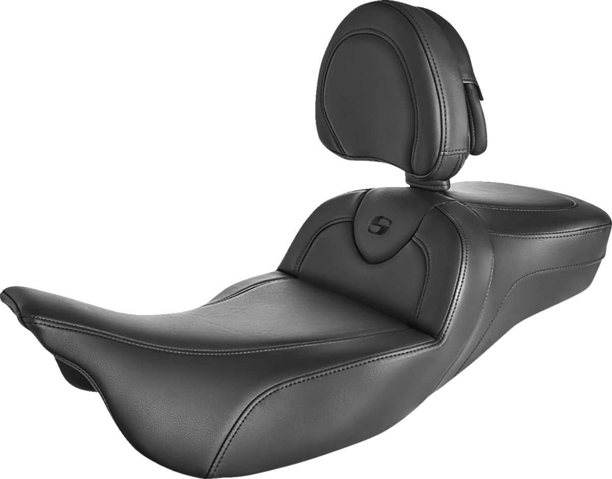 SADDLEMEN Roadsofa Asiento de alcance extendido - Costuras negras - Con respaldo 808-07B-188BR 