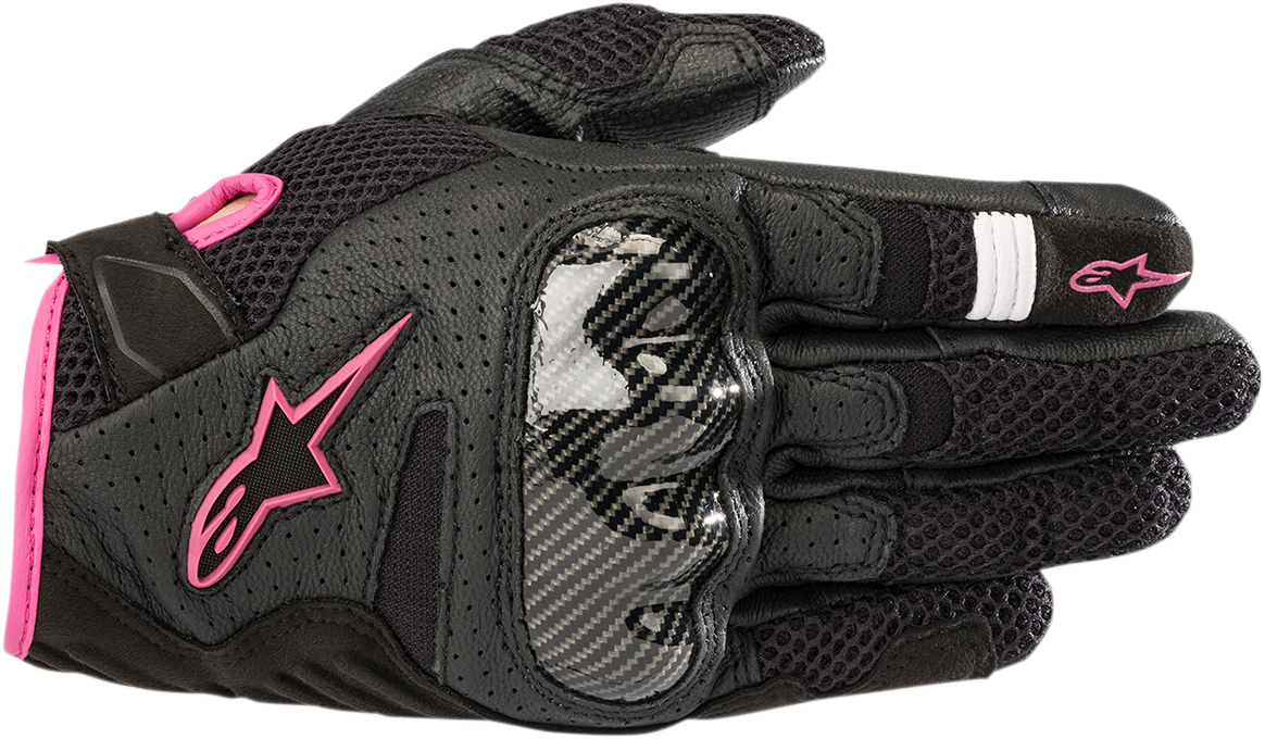 Guantes ALPINESTARS Stella SMX-1 Air V2 para mujer - Negro/Fucsia - Talla grande 3590518-1039-L
