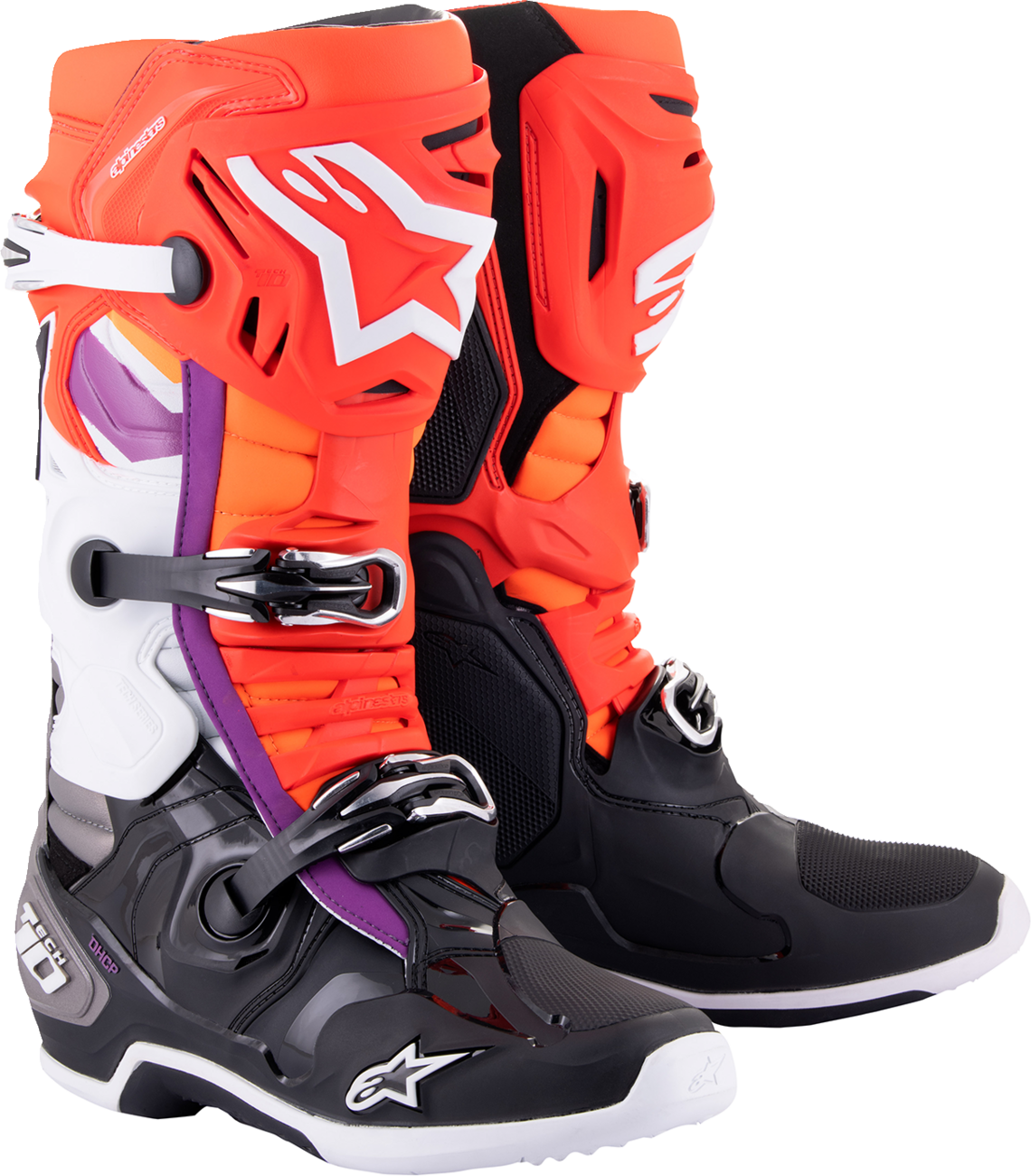 Botas ALPINESTARS Tech 10 - Negro/Rojo/Naranja/Blanco - Talla 10 de EE. UU. 2010020-1332-10