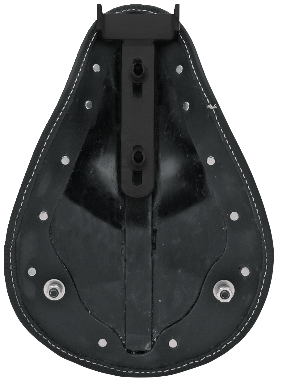 Asiento DRAG SPECIALTIES - Spring Solo - Perfil bajo - Pequeño - Cuero negro/Costuras blancas 0806-0028