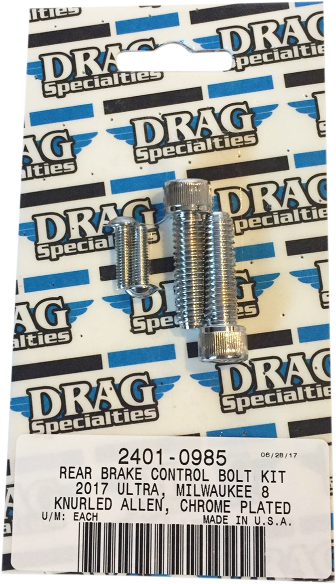 Kit de pernos moleteados para freno trasero de DRAG SPECIALTIES - Cromado - M8 MK785