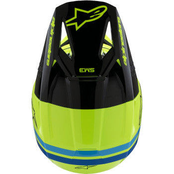 Casco de motocicleta juvenil ALPINESTARS SM3 - Radium - Amarillo brillante fluorescente/Negro/Azul - Grande 8301825-5017-YL 