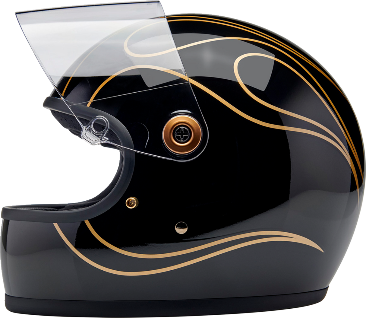 Casco BILTWELL Gringo S - Llamas negras brillantes - Pequeño 1003-567-502 