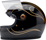 Casco BILTWELL Gringo S - Llamas negras brillantes - Pequeño 1003-567-502 