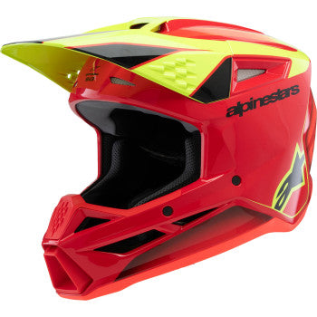Casco de motocicleta juvenil ALPINESTARS SM3 - Fray - Rojo brillante/Amarillo fluorescente/Negro - Grande 8301625-3051-YL 