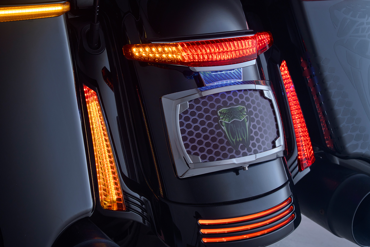 Portamatrícula/luz trasera CIRO - Lente roja - Cromado 40373