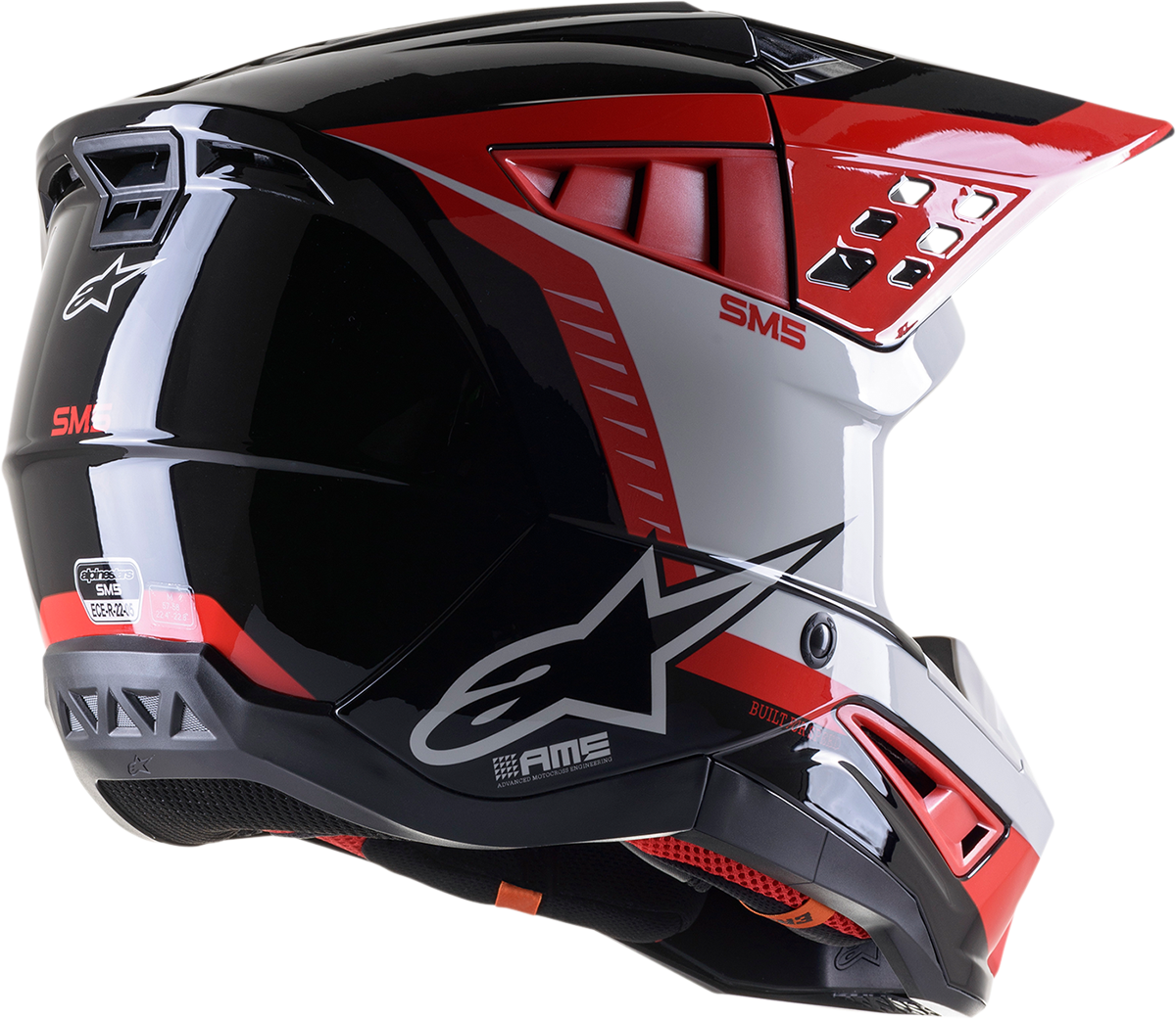 Casco de motocicleta ALPINESTARS SM5 - Beam - Negro/Gris/Rojo - Grande 8303722-1313-LG