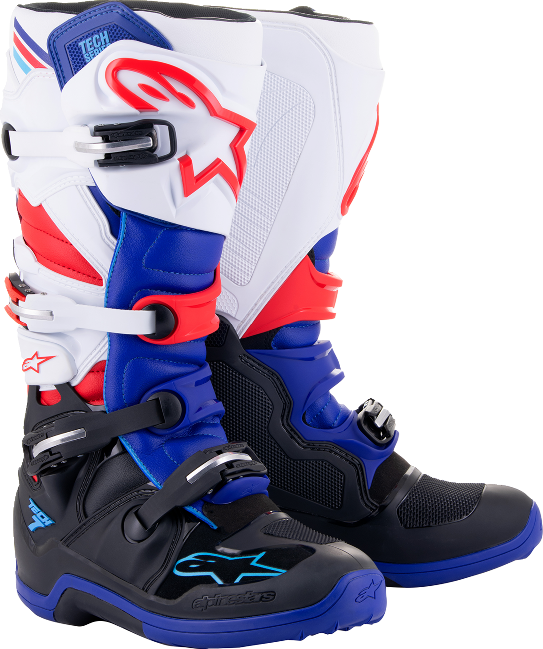 Botas ALPINESTARS Tech 7 - Negro/Azul/Rojo/Blanco - Talla 10 de EE. UU. 2012014-1732-10