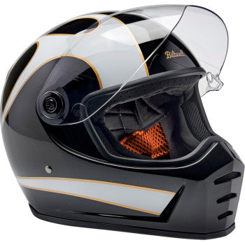 Casco BILTWELL Lane Splitter - Negro brillante/Llamas blancas - XS 1004-570-501 