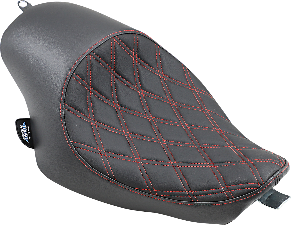 Asiento DRAG SPECIALTIES - 3/4 Solo - Doble Diamante - Negro con Costuras Rojas - '04-'22 XL 0804-0746 