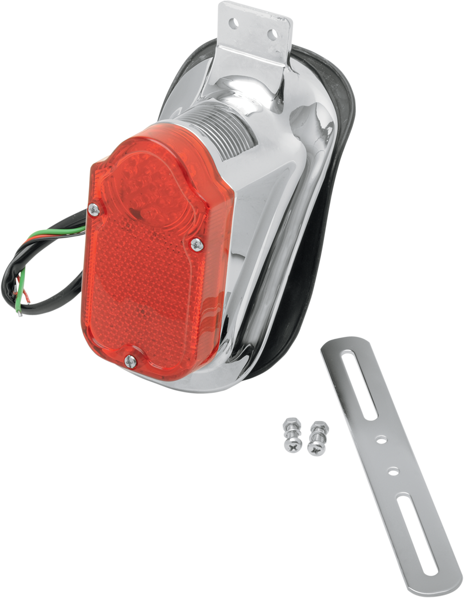 DRAG SPECIALTIES Tombstone - Soporte para luz trasera/matrícula - Etiqueta superior - Lente roja L24-0425LED 