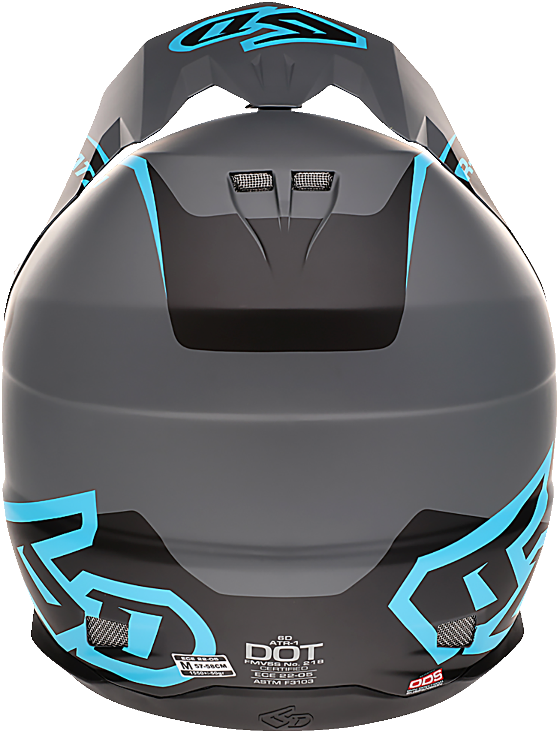 6D ATR-1 Motorcycle Helmet - Stealth - Cyan