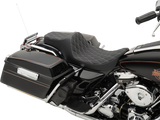 Asiento Predator III de DRAG SPECIALTIES - Doble diamante - Costuras plateadas FIT 99-07 FLHR, 06-07 FLHX 0801-1130